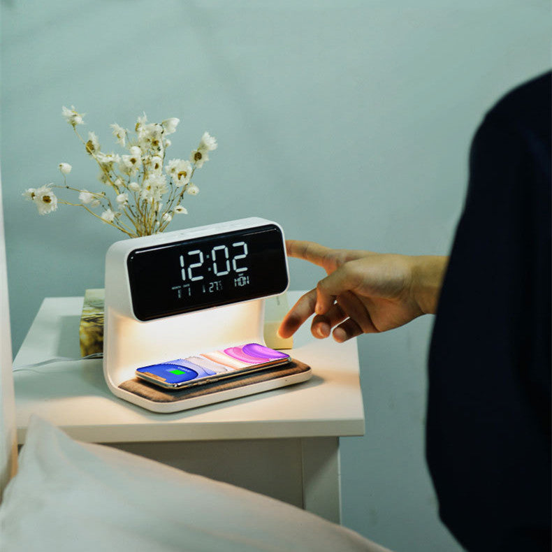 Creative 3 In 1 Bedside Lamp Wireless Charging LCD
